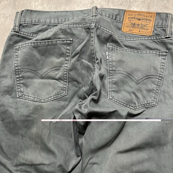 Vtg Levis Jeans Mens 34x30 Green 514 Straight Leg Stretch Denim 5-Pocket Zip Fly - Picture 7 of 9